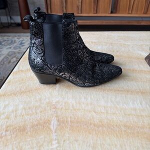 Saint Laurent Black Textured Ankle Boots